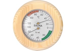 Fivtsme Thermomètre Hygromètre 2 en 1, Thermomètre Hygromètre en Bois, Accessoires de Sauna, Hygromètre de Sauna pour une Atmosphère Apaisante