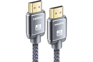 Snowkids Câble HDMI 4K 0.5m Câble HDMI par Ethernet en Nylon Tressé Supporte 3D/ Retour Audio - Cordon HDMI pour Lecteur Blu-Ray/ PS3/ PS4/ Netfix/Fire TV/Ecran - Gris