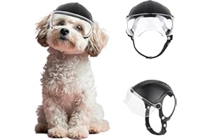 PETLESO Dog Helmet with Goggles Durable Pet Helmet UV Protection Clear Dog Sunglasses for Small Dogs - Clear Lense