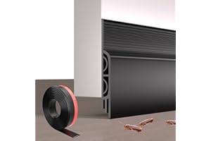 KAYLEINSTER Door Draught Excluder,Self Adhesive Door Sealing Strip for Noise Proof and Energy Saving,Weather Stripping Soundproof,Draught Excluder Tape,Bottom Seal Strip Draft Stopper(1m,Black)