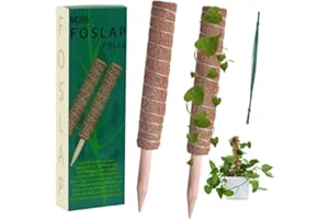 FOSLAP 2 PCS 12 Inches / 30 Cm Coir Totem Moss Pole for Monstera and Cheese Plants - Coco Coir Sticks for Indoor Climbing Plants Support with 10 Cable Ties (2 PCs - 30 CM)