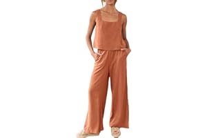 YILEEGOO Women Casual Linen 2pcs Tacksuits Outfits Lounge Matching Sets Two Piece Shorts with Pockets Tank Crop Tops 2023 Trendy Clothes Summer Beachwear Set