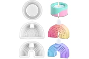 FIHODONE 3 Stück Silikonformen Gießformen,Regenbogen Silikonform Kerzenhalter,Raysin Gießformen Zylinder,Silikonform Weihnachten,Giessformen Epoxidharz Formen für DIY Kerzen Bastel Ornamente