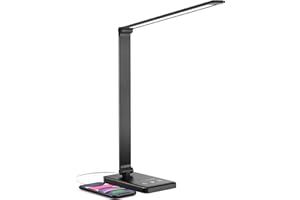 Chesbung Schreibtischlampe LED Dimmbare Schwarz Tischleuchte, 5 Farb und 10 Helligkeitsstufen, Augenschutz Tischlampe für Kinder, Touch-Bedienung, Nachttischlampe mit 2500mAH Eingebaute Batterie