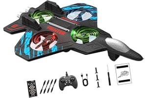 Colcolo RC Plane 2.4Ghz Remote Control Foam Airplane Toy, Quadcopter, Hovering, LED Light, 360 Flip Rotation Mode, 2 Speeds Adjustable, 6CH Roll Fixed Wing Aircraft Anti Falling Easy to Fly Adults