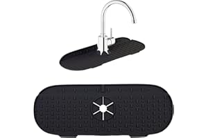 RYHX Tappetino in Silicone per Rubinetto del Lavandino, Paraspruzzi per Lavello, Tappetino in Silicone per Lavello da Cucina, Tappetino per Rubinetto per Cucina e Bagno,Protezioni per Piani di Lavoro,Nero
