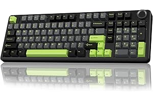 AULA F99 Pro Wireless Gaming Keyboard,Tri-mode Mechanical Keyboard Wireless with Control Knob,Side Engraved,RGB Backlight,Pre-lubed Linear Switches,Hot Swappable Custom Keyboards (Black&green)