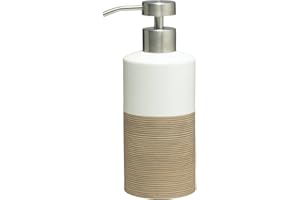 ‎SEALSKIN Sealskin Doppio Seifenspender, aus natürlichem Porzellan, freistehend und somit flexibel ohne Bohren zu platzieren, für Badezimmer und Küche, Farbe: Sand, handbemalt