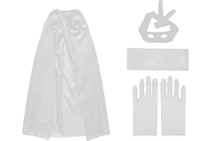 CARNAVALIFE Capa de Superhéroe 120 cm para Adultos, Conjunto de 4 piezas Capa Máscara Bufanda y Guantes, Cosplay para Cumpleaños Fiesta Navidad Halloween y Carnaval (Blanco)