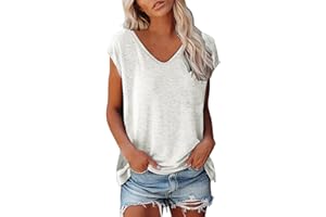 Shobdw T Shirt Damen V Ausschnitt Damen Shirt Tshirt T T-Shirt Sommer Kurzarm Top Bluse Sport Oberteil Oberteile Shirts Elegant Oversize Für Tshirts Mit Locker Baumwolle Basic Blusen T-Shirts