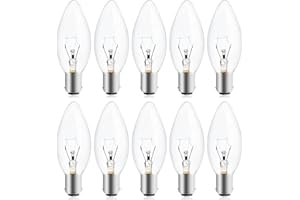 LumiGo 10 x B15 Bayonet Candle Light Bulbs 62W, Classic Clear SBC C35 B15d Candle Bulbs Dimmable Small Bayonet Cap Lamp Warm White 2600K, 540 Lumen 220V 230V 240V for Chandelier, Ceiling Fixtures