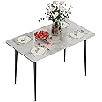 Wisfor Kitchen Dining Table Rectangular: Modern Sintered Stone Marble Effect Table Top with Tapered Metal Legs Breakfast Table for Dining Room, Restaurant,120 * 70 * 76CM (Chairs not Included)