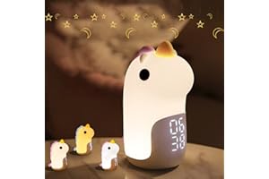 WOUKKSY Dziecięcy Budzik świetlny, Budzik Dziecięcy W Kształcie Jednorożca, Z Funkcją Drzemki, 3-kolorowa Lampka Nocna Z Możliwością Ladowania, Prezenty Dla Dzieci Chłopców Dziewcząt - Fioletowy (Fioletowy)