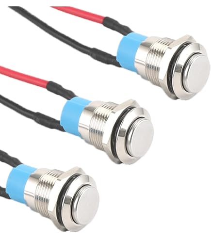 Powice 22mm Not-Aus Taster - Edelstahl Druckschalter 3A/250V Mit Schraubfüßen