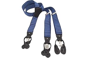 MR. M MR.M Bretelle uomo– 3 clips con asole incrocio Y– Regolabili fino a 195cm- Finiture vera pelle