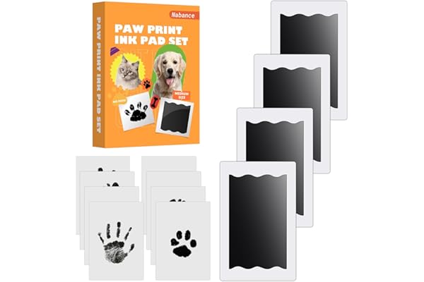 Empreinte Chien Nabance 4pcs Kit Empreinte Chien Clean Touch Empreintes Bébé Kit Empreinte Bebe Kit Empreinte Pieds et Mains Bébé Avec Boîte Cadeau Cadeau de Baptême Cadeau pour Bébé