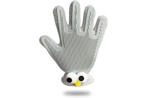 ETIALURE 2 en 1 Gant Toilettage Chien, Gant Anti Poils Animaux Chat, Outil de Bain et de Massage pour Chiens à Poils Longs, Chats, Chevaux, Lapins 1 Pièce (Gris)