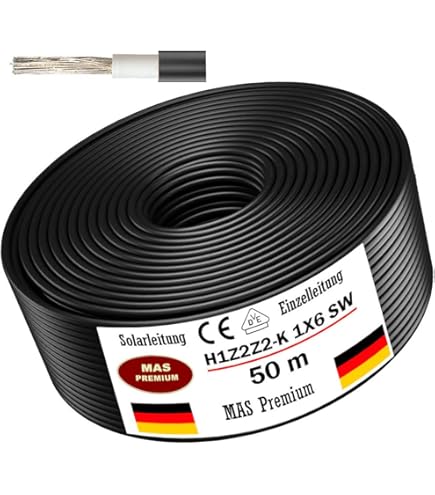 2x1M Solarkabel 2.5mm² H1Z2Z2-K - PV Verlängerung Mit Steckern Schwarz/Rot