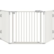 PawHut Dehnbares Hundegitter 74-87 Cm – Mit Doppelschloss & Automatik-Schließer Für Türen & Treppen – Robustes Metall, Weiß