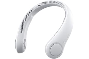 JISULIFE Ventilador de Cuello Portátil, 4000 mAh Ventilador Cuello USB Recargable con, Ventilador de Cuello Colgante Sin Hojas con 3 Velocidades- Gris