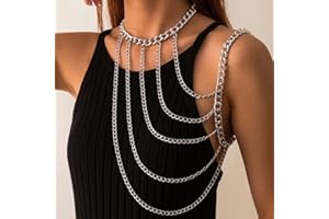 Prosy Brustkette, einfach, Brustkette, BH, Bikini-Kette, Körperkette, Sommer, Strand, Nachtclub, Schmuck, verstellbar für Frauen und Mädchen (Silber)