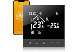 ‎BEOK CONTROLS Beok Thermostat Heating Digital, Smart Room Thermostat 16A Electric Underfloor Heating Thermostat Underfloor Heating WiFi Touchscreen with External Sensor Compatible with Tuya/Google Home/Alexa