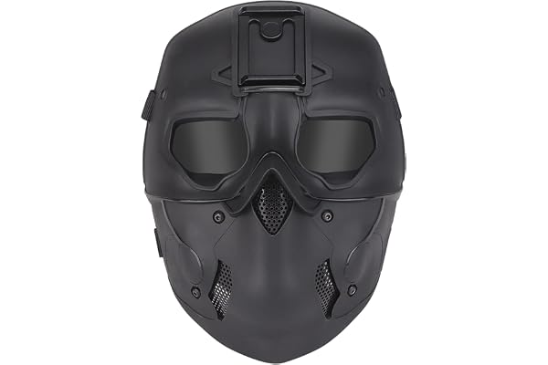 Masque tactique, masque de protection pour paintball avec visière complète en forme de tête de mort pour jeux de tirs, Halloween, cosplay, déguisement, fête - Noir (B)