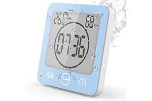 ‎VORRINC Bsdz Bathroom Clock, Shower Timer, Waterproof Wall Clock, Digital, Portable, LCD Digital Temperature Humidity Clock for Kitchen, Shower