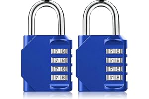 Candado Taquilla SNZ de Combinación de 4 Dígitos de Aleación de Zinc - Seguro y Resistente, Para Escuela, Gym, Mochila, Caja y Más - Resistente a Clima y Heladas (2 piezas Azul)