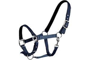 QHP Nylonhalfter Halfter weich unterlegt 2-fach verstellbar (Pony, navy)