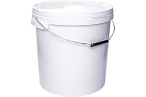 BenBow Cubo con Tapa 4 - Apto para Alimentos, Estable, Hermético, A Prueba De Fugas - Recipiente De Almacenamiento para Almacenamiento De Plástico, con Asa De Metal - Vacío (Blanco, 20L)