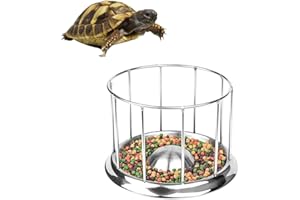 PW TOOLS Mangeoire à Tortues en Acier Inoxydable, Mangeoire pour Tortues, Mangeoire à Tortue Ronde pour lézard, Tortue, caméléon, Reptiles