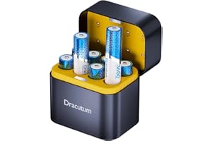 Dracutum Rechargeable Lithium AA Batteries 8 Pack with Charger - 3600mWh High Capacity 1.5V Lithium AA Battery for Blink Outdoor Camera, Rechargeable Battery AA with Integrated Charing Storage Box