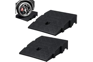 FS-PINGXIANG Street Solutions Kerb Ramps, 2 Pack Lightweight Portable Mobility Threshold Ramps for Wheelchairs, Cars Vehicles, Caravan, Scooter Wheels, Skateboard, Motorcycle, Disabled Chair & Dog (25 * 27 * 7cm)