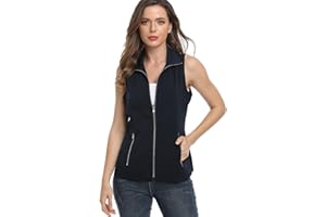 Dilgul Gilet Donna Estivo con Colletto Giacca Leggera Senza Maniche con Cerniera con Tasche