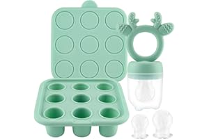 Foydream Silikon Fruchtsauger Baby, BPA frei Silikone Futterspender für Babynahrung und Gefriertablett für Babynahrung, Lebensmittel zum Kühlen und Lindern des Zahnens, 4 Month+