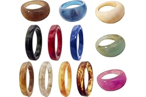 XHBTS 12 Piezas de Resina Colorida Cúpula Ancha Gruesa Nudillo Dedo Apilable Anillo de Junta Retro Acrílico Transparente Joyería Vintage fiesta Elegante Regalo Hecho a Mano
