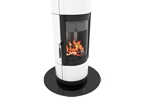 ‎BIJON BIJON Glasplatte Kreis Schwarz für Kaminofen mit Dichtlippe, Glasbodenplatte - Funkenschutzplatte Glas mit polierter Kante, Kamin Hitzeschutz, ESG Sicherheitsglas Ø 70 cm x 6mm