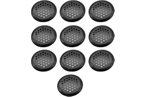 WJUAN 10 Pcs Round Ventilation Mesh Hole 35 mm Stainless Steel Air Vents, Round Vent Hole for Ventilation of Kitchen, Bathroom, Cupboard, Bookshelf and Wardrobe (Black)
