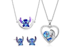 SANCHYA Collar Dibujos, 3pcs Dibujos Animados Collar y Cartoon Pendientes, Collar de Personaje de Dibujos, Pendientes de Animados, Pendientes de Dibujos Animados, Regalos de Cumpleaños para Niñas