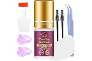 Eveellyn Colla Extension Ciglia Impermeabile 5ML Lunga Durata 8 Settimane e Asciugatura Rapida 2-4 sec Nero Colla per Ciglia Finte Extension