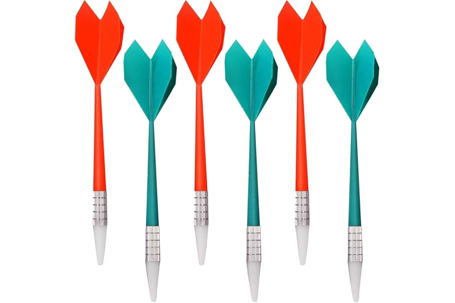 Xgvzs 6 PCS Soft Tip Darts Plastic Gentle Hint Darts for Soft Dartboards Great Indoor Office Home Games for Kids and Adults (Red+Green)