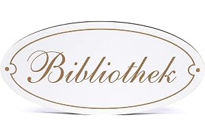 Dekolando Dekorativ dörrskylt oval – bibliotek – skylt 15 x 7 cm – skyltar dörrskyltar namnskyltar lägenhet självhäftande trä