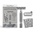 ROCKWELL RAZORS 6C Adjustable Safety Razor for Men & Women | Eco-Friendly & Reusable Shaving Razor | 5 Double Edge Razor Blades made of Pure Swedish Stainless Steel | Gunmetal Chrome Finish