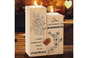 PRSTENLY Regalo Per Donna Uomo, Portacandele in Legno Regali Per Migliore Amica Sorella Donna Compleanno Pasqua Laurea Festa Della Mamma Natale San Valentino