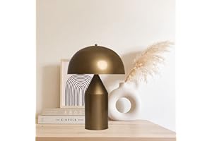 bamyum Lipeo Lampada da Colore Rame, Lampada a Fungo E27 Lampada da Moderna Lampade da Comodino in Metallo per Camera da Letto Lampada da Comodino Decorazione a Fungo per la Casa