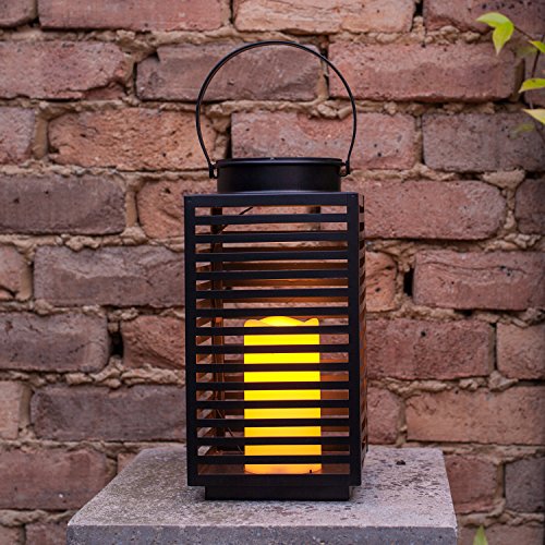 Solar Laterne Metall mit warmweißer LED Kerze 33cm hoch Lights4fun