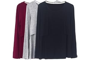 Smallshow Mujer Top Camiseta Premamá Lactancia De Manga Larga 3 Pack