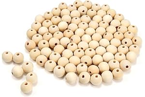 Nupalen 16mm Naturale Perline Legno, 100 Pezzi Rotonde Palline Legno per Fai-da-Te Decorazioni Artigianali