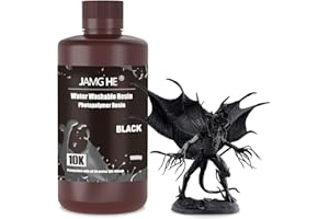 Resina per stampante 3D, JAMG HE 10K Water Washable Resin per LCD DLP SLA 405 nm Stampante UV Curing Photopolimero Rapid High Precision Low Odor Standard Resin (Black)